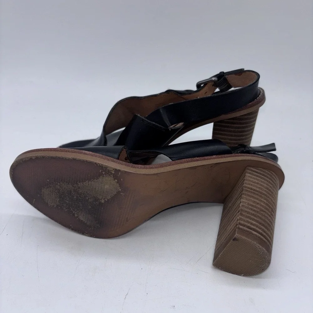 Madewell The Ruthie Women's Size 7 Black Leather Crisscross Slingback Sandals